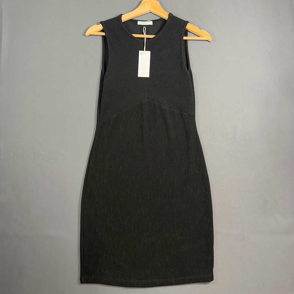 Antistar Ribbed Knit Bodycon Midi Dress Black Sleeveless Women's Petite S NWT